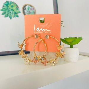 Gold Butterfly Hoop Earrings